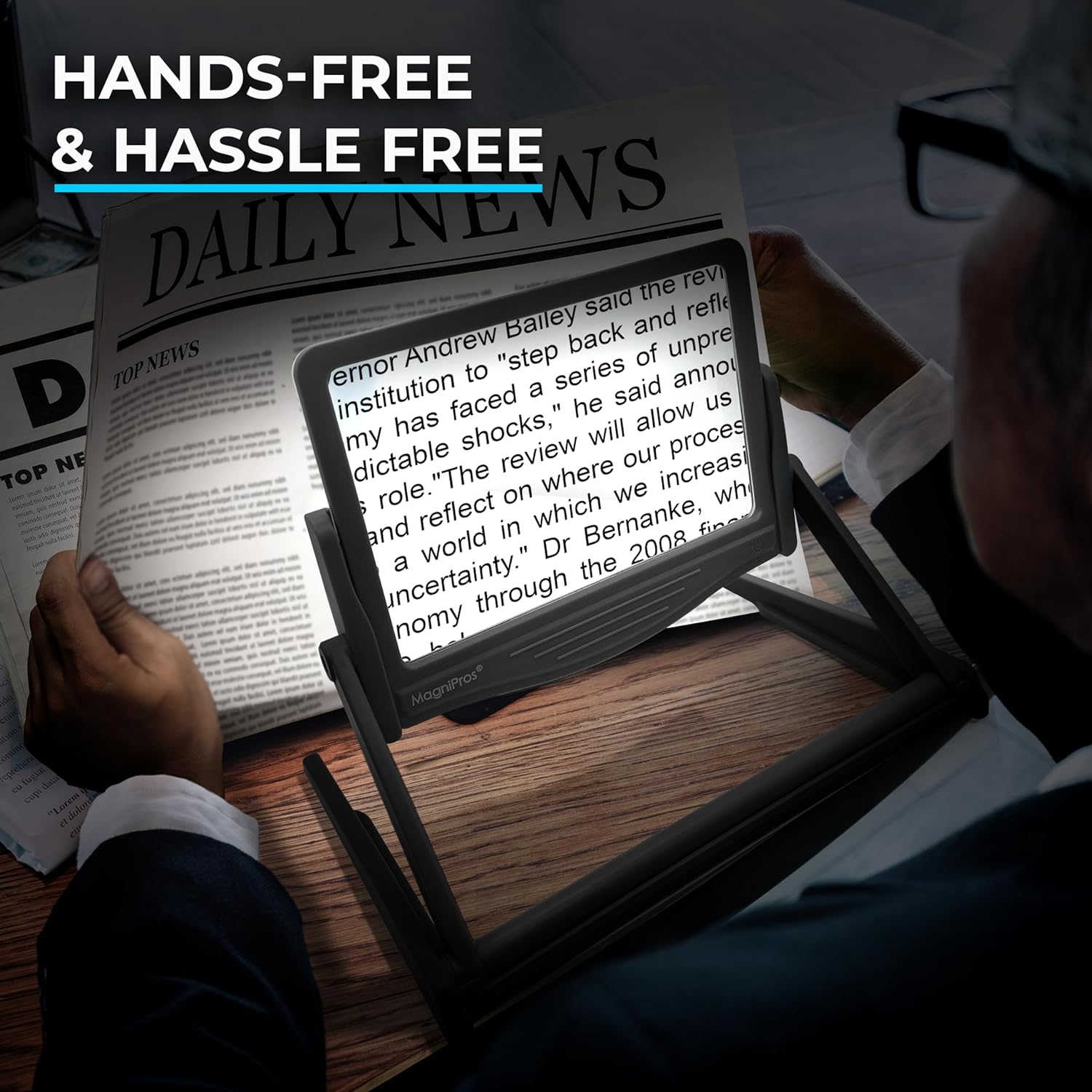 Hands-Free Magnifiers for Low Vision: Floor Lamps, Page Stands, and Headsets Compared
