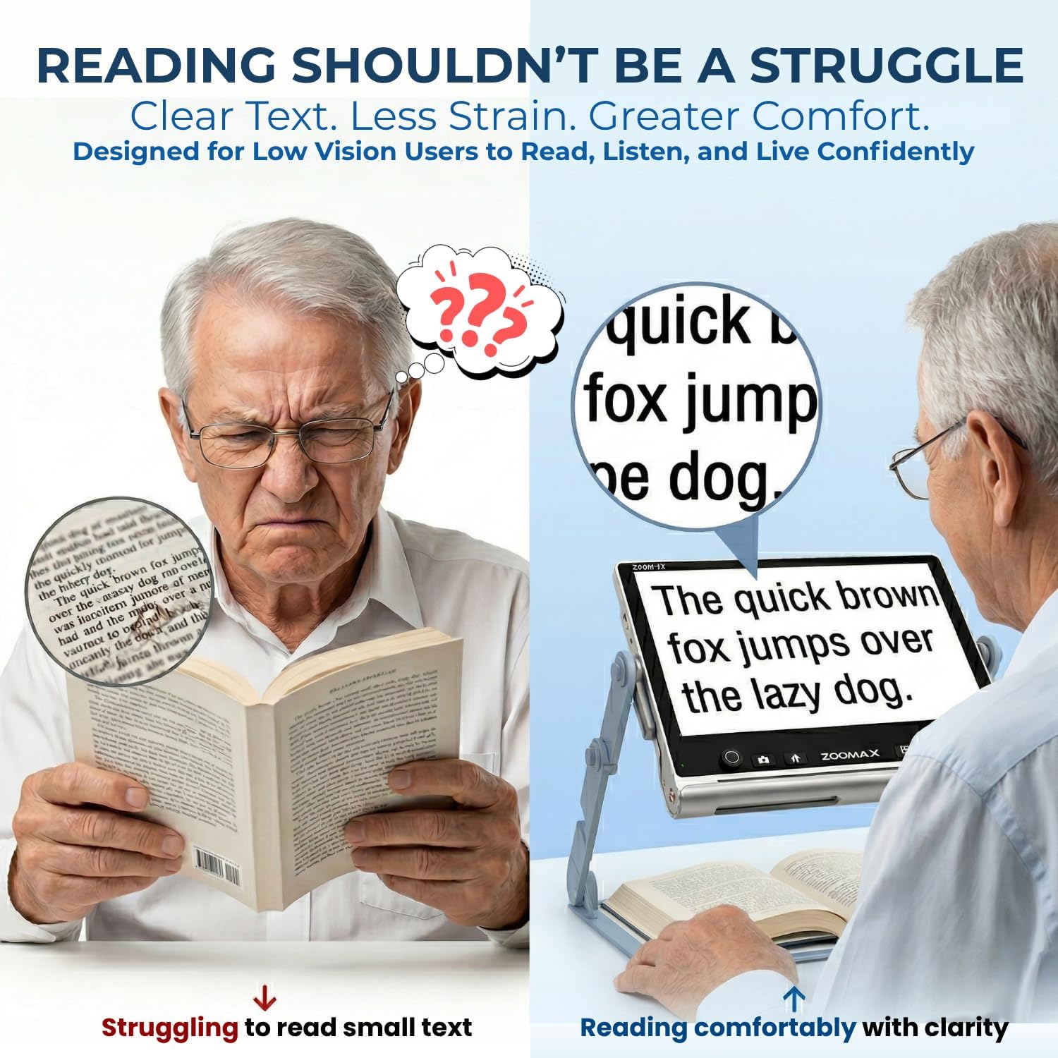 Snow 12 Inch Foldable Portable Video Magnifier by Zoomax with OCR for Low Vision & Reading Assistance – HD Display